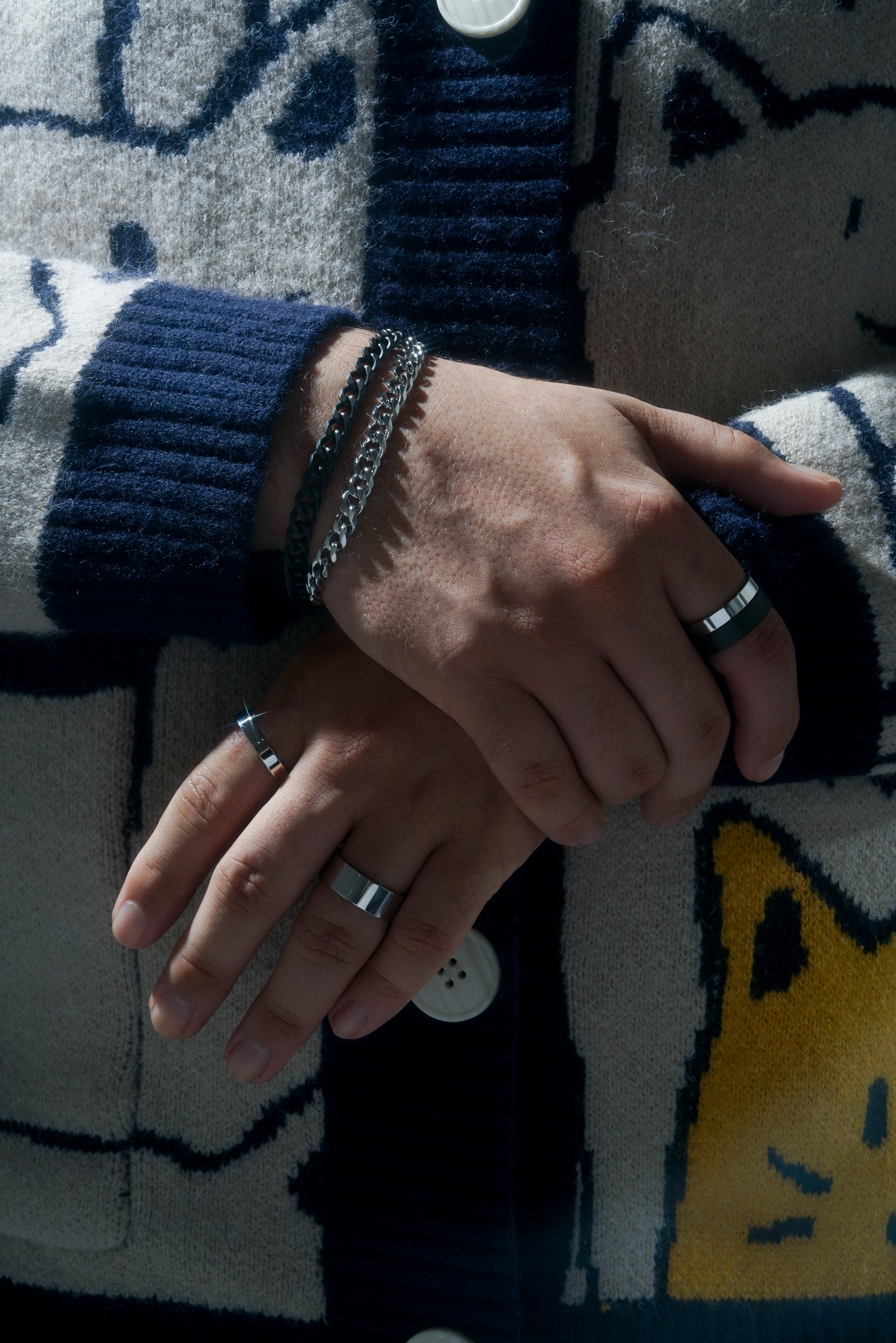 silver, black